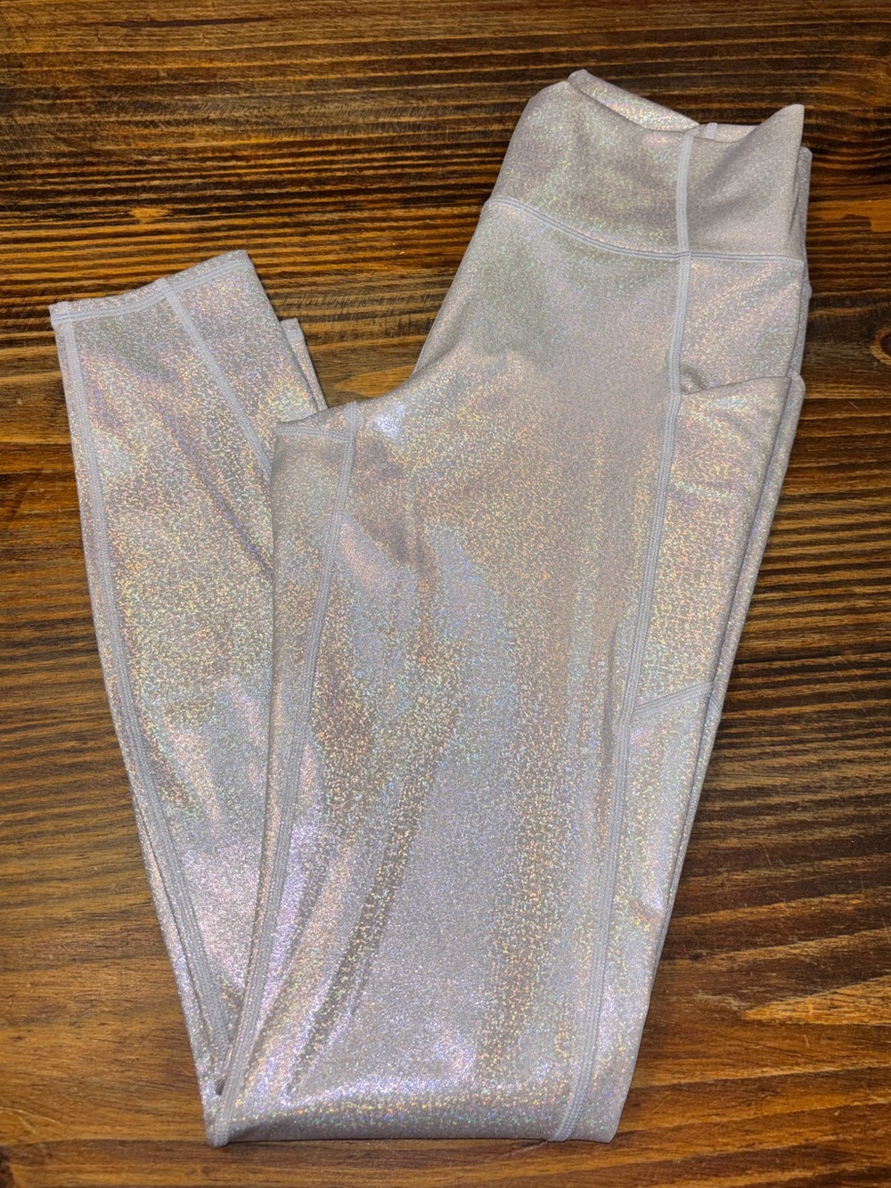 Fabletics Oasis PureLuxe Glitter Hologram High-Waisted Leggings Iridescent